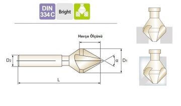 YG-1 Havşa Freze 3 Ağızlı 90 Derece HSS (Ölçü Seçiniz)
