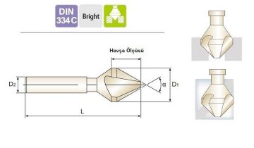 YG-1 Havşa Freze 3 Ağızlı 60 Derece HSS (Ölçü Seçiniz)