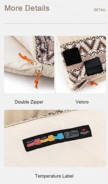 NATUREHIKE L150 Pamuklu Uyku Tulumu (Kristal-Sağ)