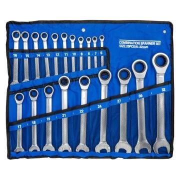 6276 Cırcır Kombine Anahtar Takımı 6-32mm 20 Parça (Bez Çantalı)