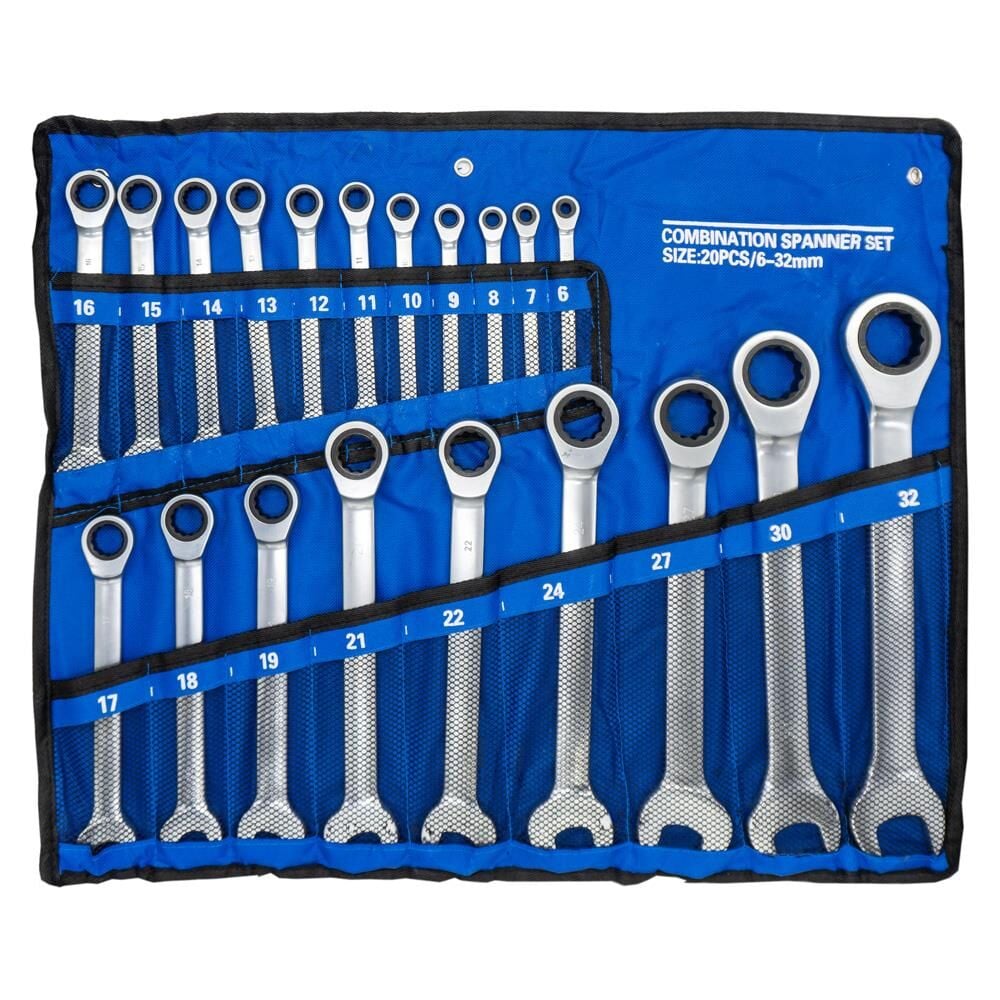 6276 Cırcır Kombine Anahtar Takımı 6-32mm 20 Parça (Bez Çantalı)