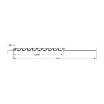 5357 HSS Parabolik Uzun Matkap Ucu 2.5 mm