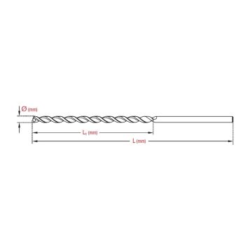 5353 HSS Parabolik Uzun Matkap Ucu 1.3 mm