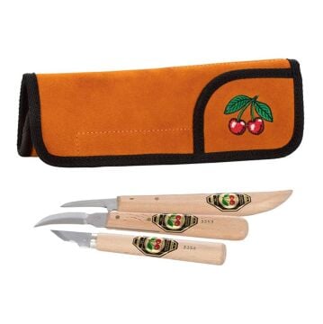 Kirschen 330700 Ahşap Oyma Bıçağı Seti Deri Çantalı 3 Parça