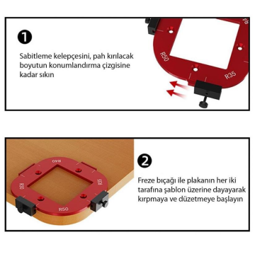 Rox Wood 0282 Alüminyum 4 Açılı Köşe Yönlendirici Freze Şablonu