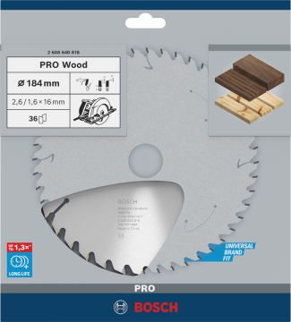 BOSCH Pro Wood 184 mm 36 Diş Ahşap Daire Testere Bıçağı