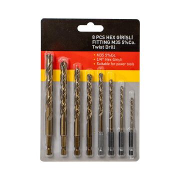 6523 Bits Saplı Pro Matkap Ucu Seti 3-10 mm (5% Kobaltlı) 8 Parça