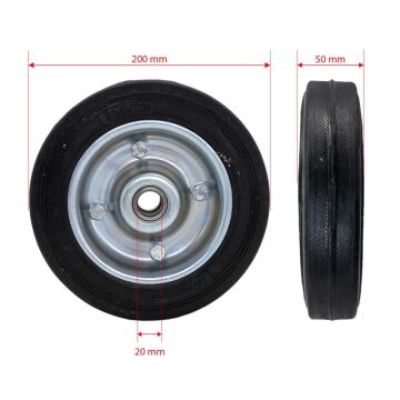 Yük Taşıma Dolgu Lastik Teker Çelik Saç Jant 200 x 50 mm