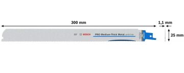 BOSCH PRO S 1237 BEF Metal Kesimi İçin Orta Hizmet Tilki Kuyruğu Testere Ucu 300 mm