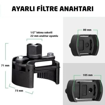 6295 Ayarlı Yağ Filtre Sökme Anahtarı 80-105 mm