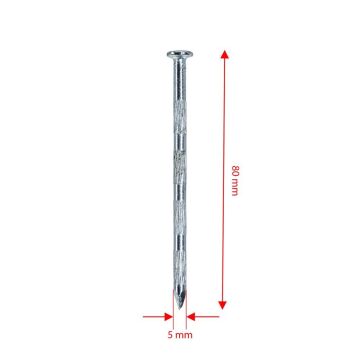 Kanallı Çelik Beton Çivisi Beyaz 5x80 mm (100 lü Paket)