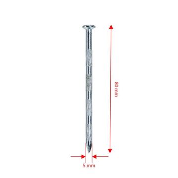 Kanallı Çelik Beton Çivisi Beyaz 5x80 mm (100 lü Paket)