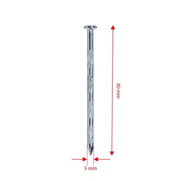 Kanallı Çelik Beton Çivisi Beyaz 5x80 mm (100 lü Paket)