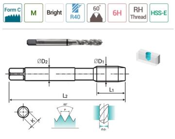 YG-1 Combo Helis Makina Klavuzu HSS-E Taşlanmış (Ölçü Seçiniz)